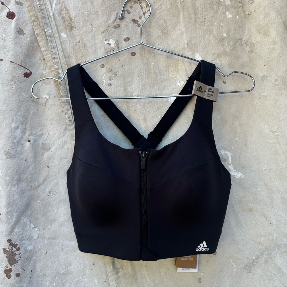Adidas Women's Zip-Front Black Sports Bra